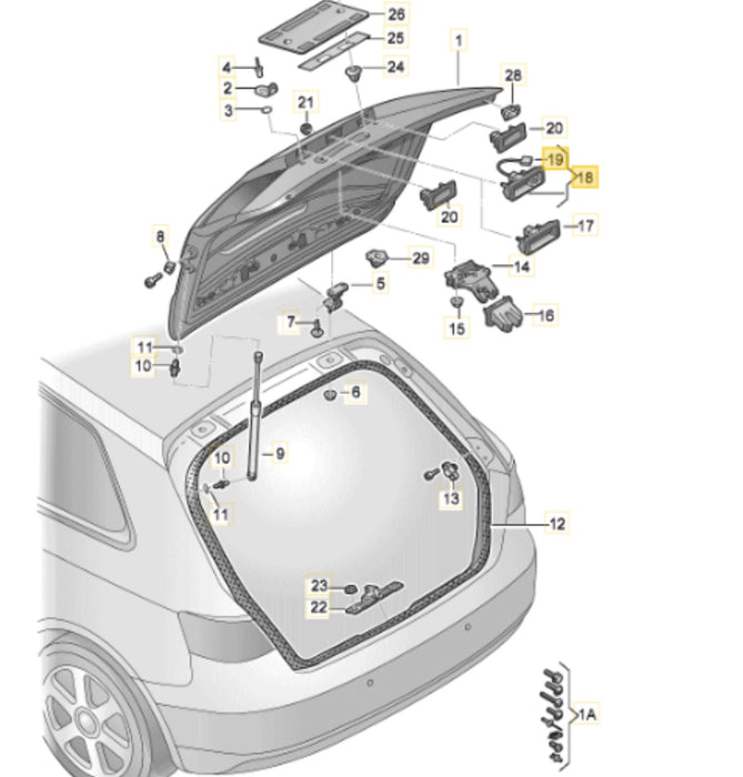 8V0827566 - Push Button for Electric Lid Lock Actuator - Genuine Audi/Volkswagen