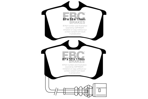 DP41497R - EBC YellowStuff Rear Brake Pads - Audi A3/S3 8P & Volkswagen Golf MK6 GTI