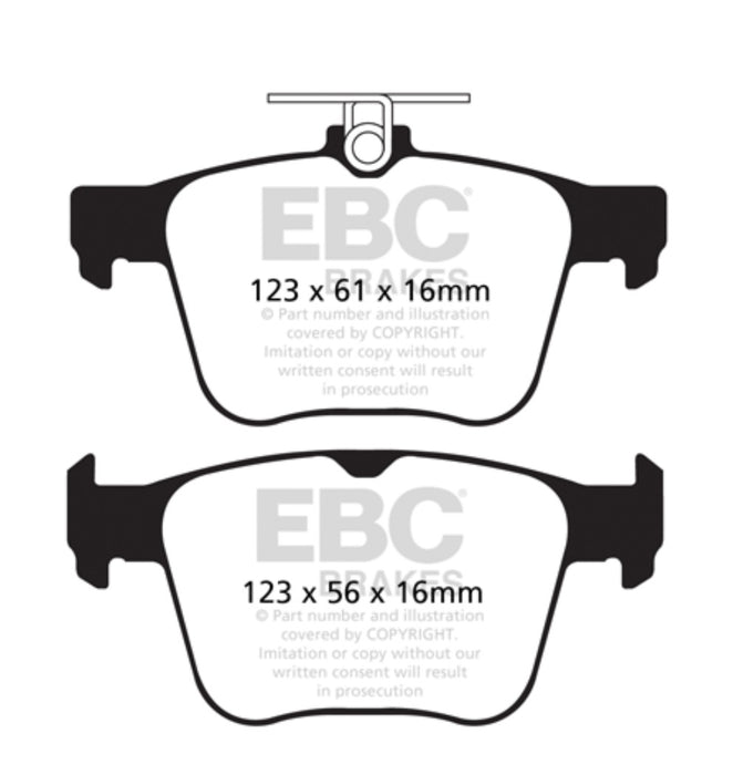 DP42173R - EBC YellowStuff Rear Brake Pads - (MQB) Audi & Volkswagen 310 MM Disc (8V0698451A)